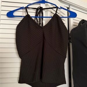 Olivia Rae Black Ribbed Halter Cropped Tank